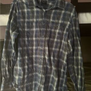 Oakley Men's Gray and Blue Checkered Shirt